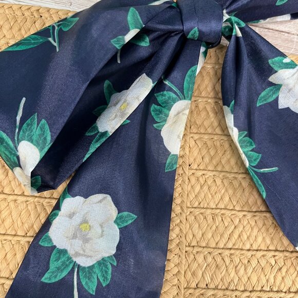 Draper James FitFabFun Straw Purse Navy Floral Scarf Reese Witherspoon - Picture 7 of 8